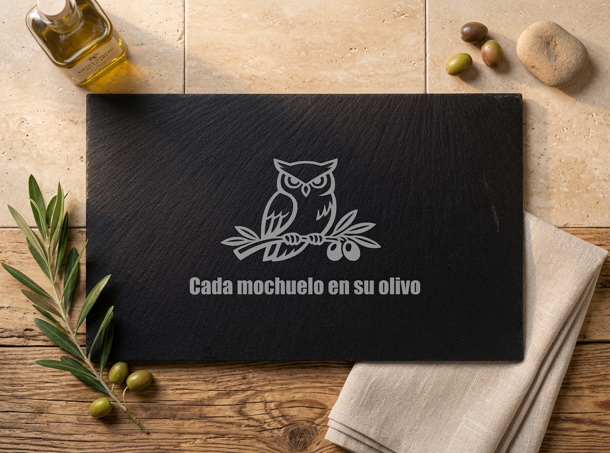 Engraved Slate Board – Jaén – Cada Mochuelo a su Olivo – 30x20cm