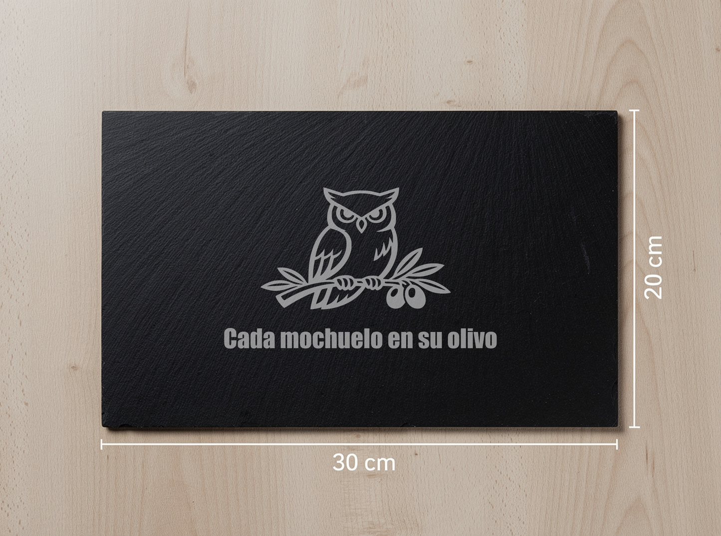 Engraved Slate Board – Jaén – Cada Mochuelo a su Olivo – 30x20cm