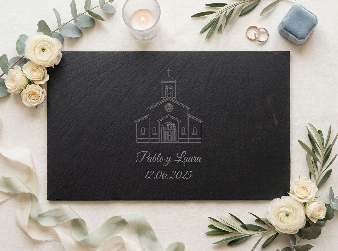 Personalised Slate Board – Church Wedding Design – 30x20cm