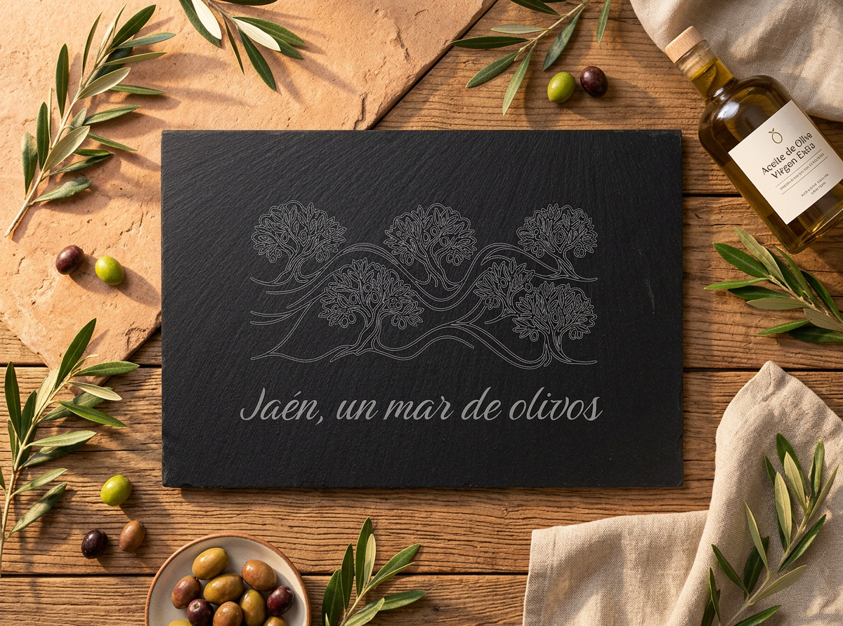 Engraved Slate Board – Jaén – Mar de Olivos – 30x20cm